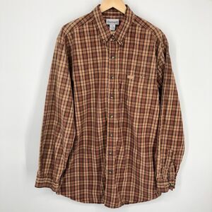 Carhartt Mens Shirt‎ XL Tall Brown Plaid Button Down Long Sleeve Workwear Cotton